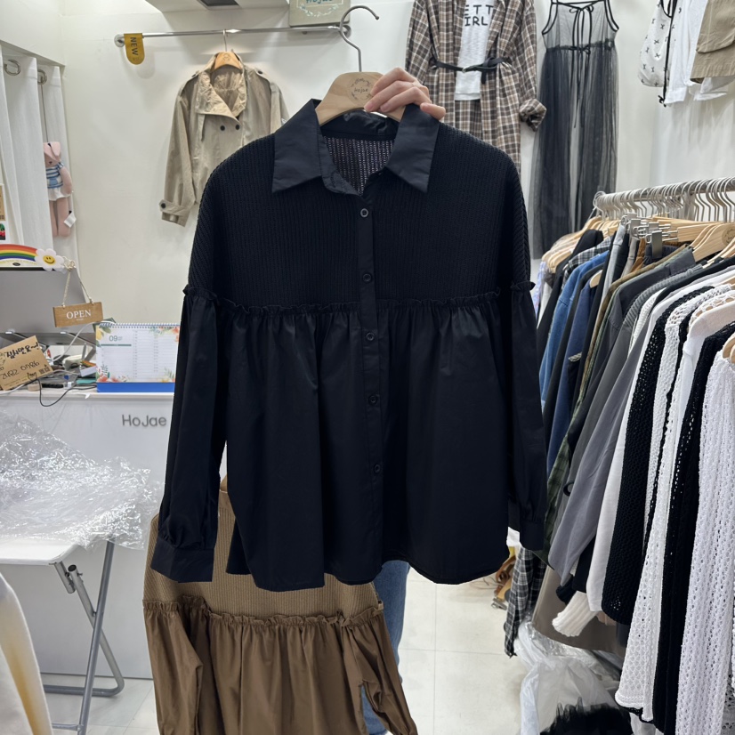 HOJAE韓國代購㊣女裝新品推薦人氣真品時尚職業休閑襯衫蕾絲衫MID-LEVEL JUMP襯衫/蕾絲衫圖色3