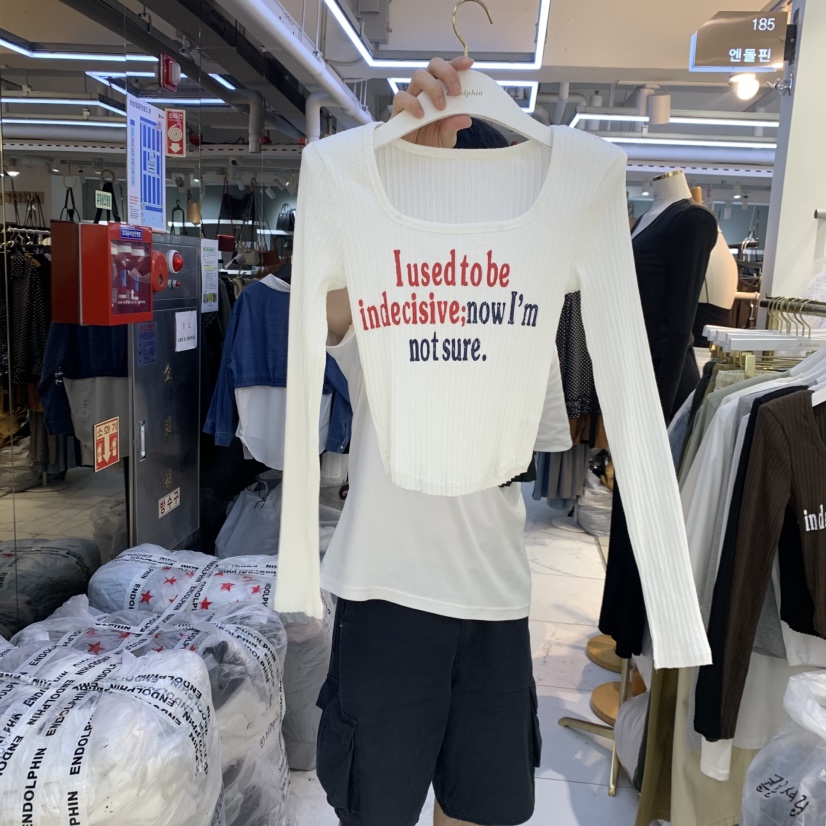 ENDOLPHIN東大門㊣實拍女裝新品時尚真品休閑25秋冬長袖T恤ENDOLPHIN長袖T恤圖色1