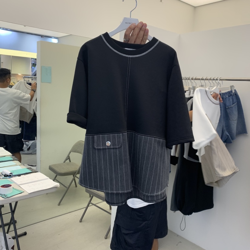 NON CLIP東大門㊣代購女士新品職業推薦人氣休閑T恤單排扣NON CLIPT恤圖色2