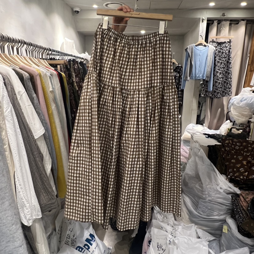 LOGROAD韓國代購㊣女裝新品時尚熱賣人氣職業半身裙中短裙格子LOG ROAD半身裙/中短裙圖色2