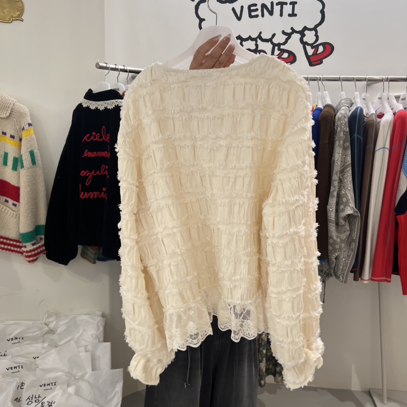 VENTI韓國直郵㊣女士新品25秋冬人氣熱賣襯衫蕾絲衫蕾絲開衫VENTI襯衫/蕾絲衫
