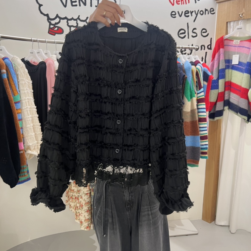 VENTI韓國直郵㊣女士新品25秋冬人氣熱賣襯衫蕾絲衫蕾絲開衫VENTI襯衫/蕾絲衫圖色1