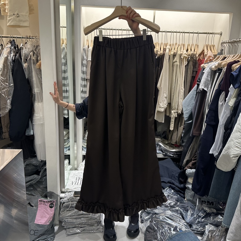 BERTHA韓國代購㊣女士新品真品休閑職業時尚熱賣休閑褲荷葉邊BERTHA休閑褲