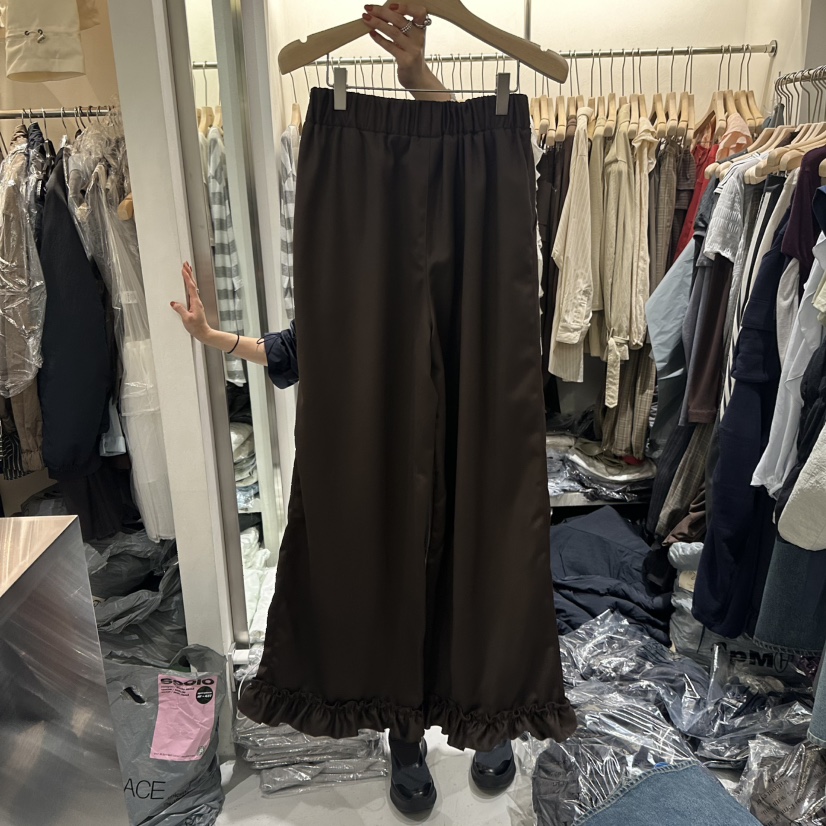 BERTHA韓國代購㊣女士新品真品休閑職業時尚熱賣休閑褲荷葉邊BERTHA休閑褲圖色1棕色