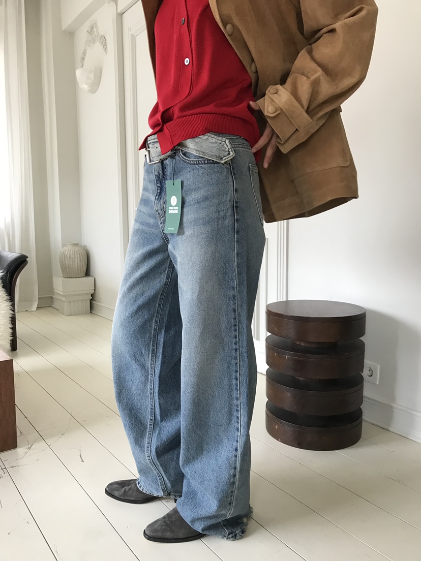 MAINT韓國直郵㊣女裝新品人氣休閑職業時尚真品牛仔褲含腰帶MAINT牛仔褲