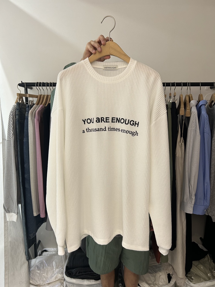 AS THOUGHT韓國代購㊣女裝新款職業25秋冬時尚長袖T恤刺繡AS THOUGHT長袖T恤圖色1