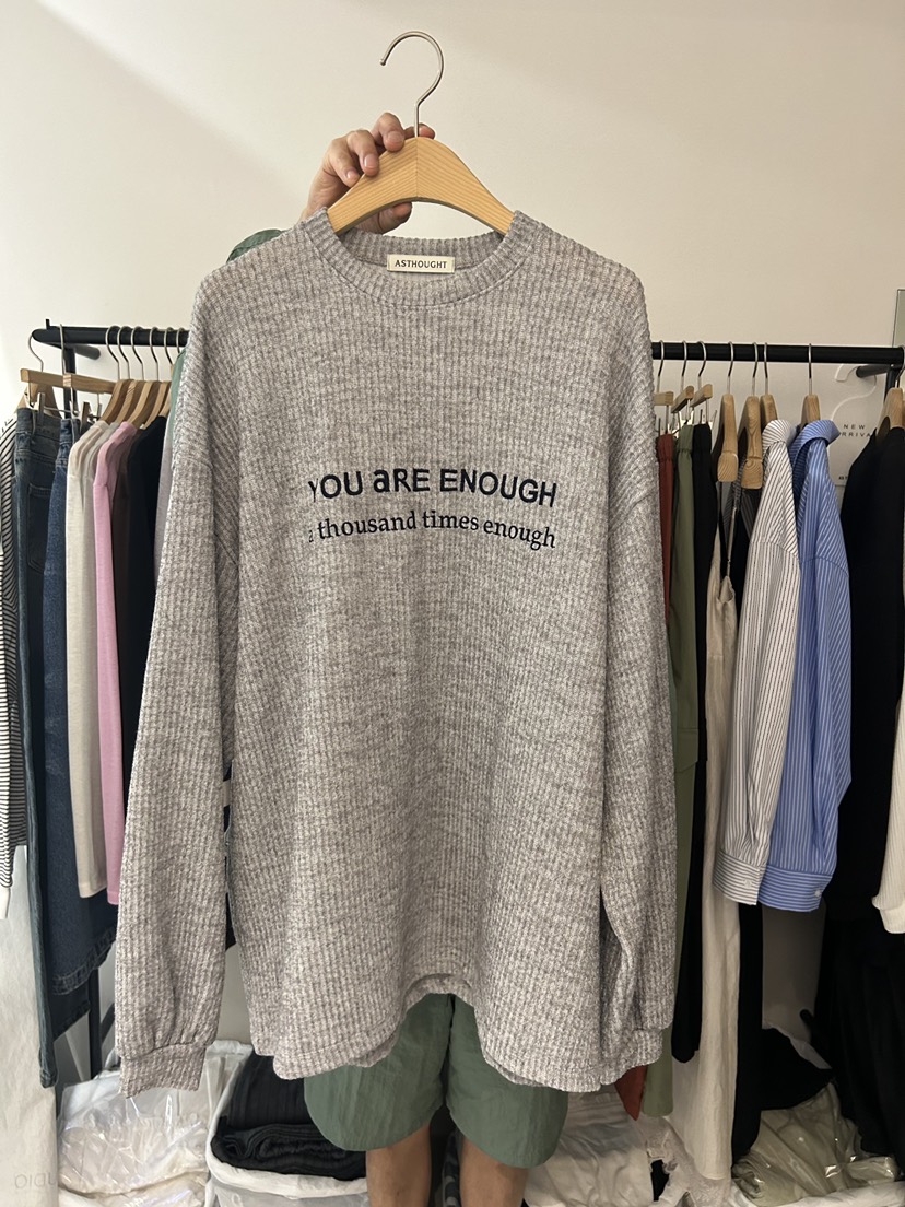 AS THOUGHT韓國代購㊣女裝新款職業25秋冬時尚長袖T恤刺繡AS THOUGHT長袖T恤圖色2
