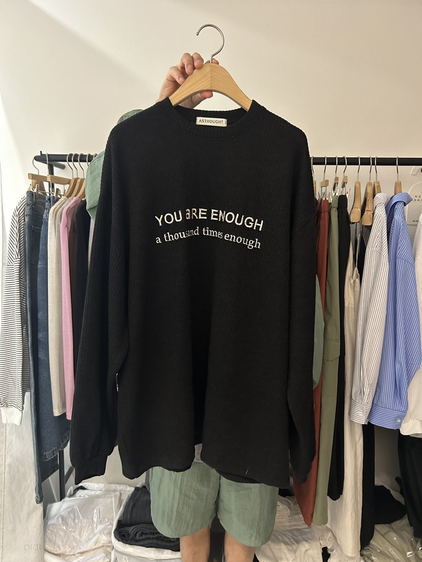 AS THOUGHT韓國代購㊣女裝新款職業25秋冬時尚長袖T恤刺繡AS THOUGHT長袖T恤圖色3