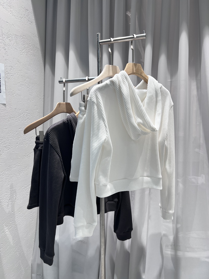 CLOTH韓國直郵㊣女士新品時尚25秋冬套裝華夫格拉鏈套裝連帽CLOTH套裝