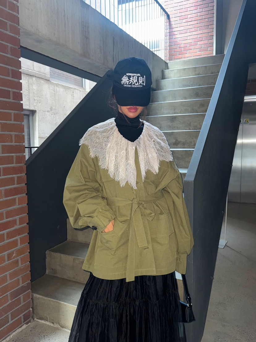 DRAWING東大門㊣直郵女裝新品人氣時尚25秋冬真品夾克含腰帶DRAWING夾克