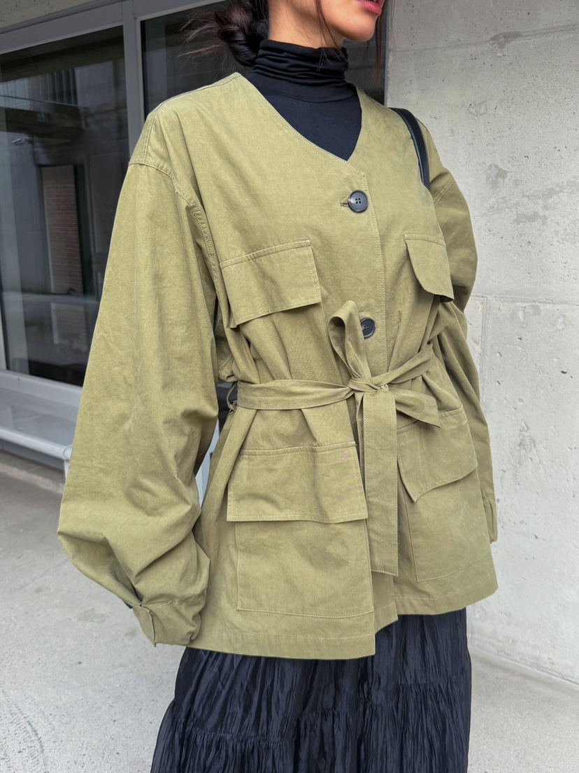 DRAWING東大門㊣直郵女裝新品人氣時尚25秋冬真品夾克含腰帶DRAWING夾克