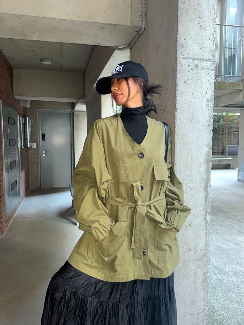 DRAWING東大門㊣直郵女裝新品人氣時尚25秋冬真品夾克含腰帶DRAWING夾克