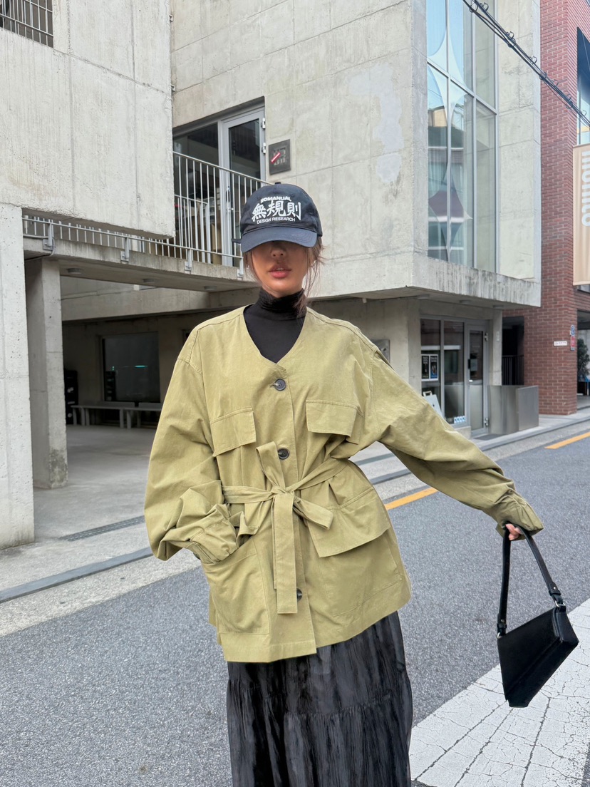 DRAWING東大門㊣直郵女裝新品人氣時尚25秋冬真品夾克含腰帶DRAWING夾克