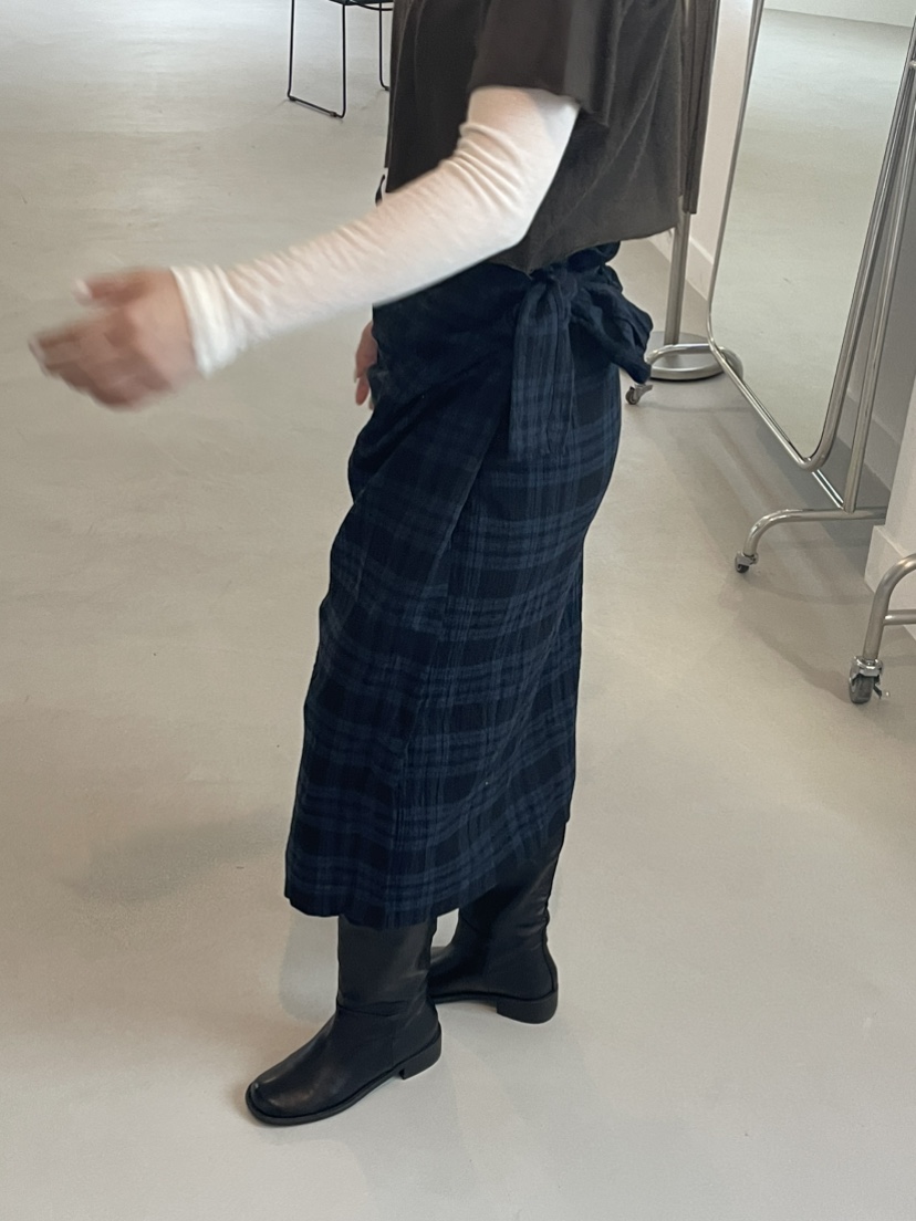 JEONG GAM STUDIOS東大門㊣直郵女士新款時尚長裙裹身裙格紋JEONG GAM長裙