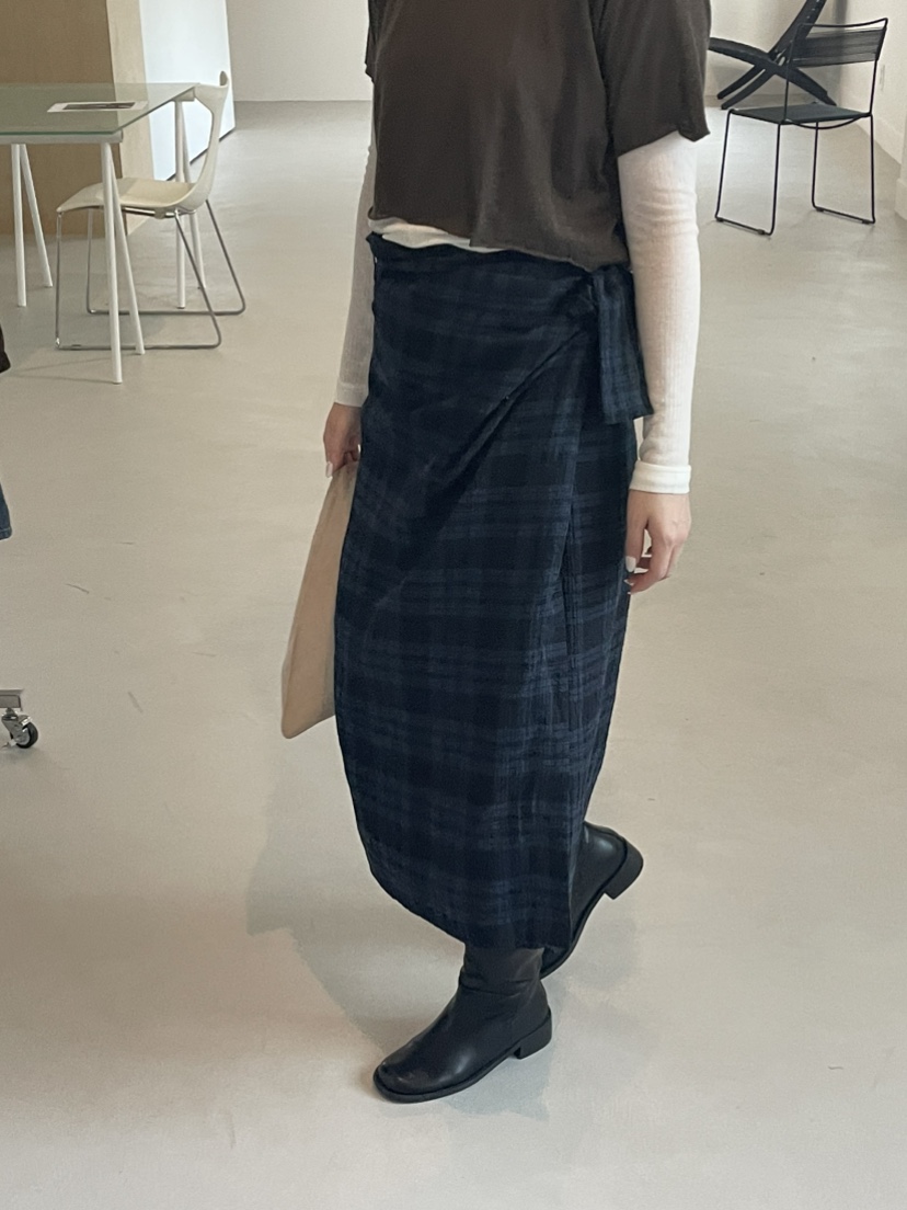 JEONG GAM STUDIOS東大門㊣直郵女士新款時尚長裙裹身裙格紋JEONG GAM長裙