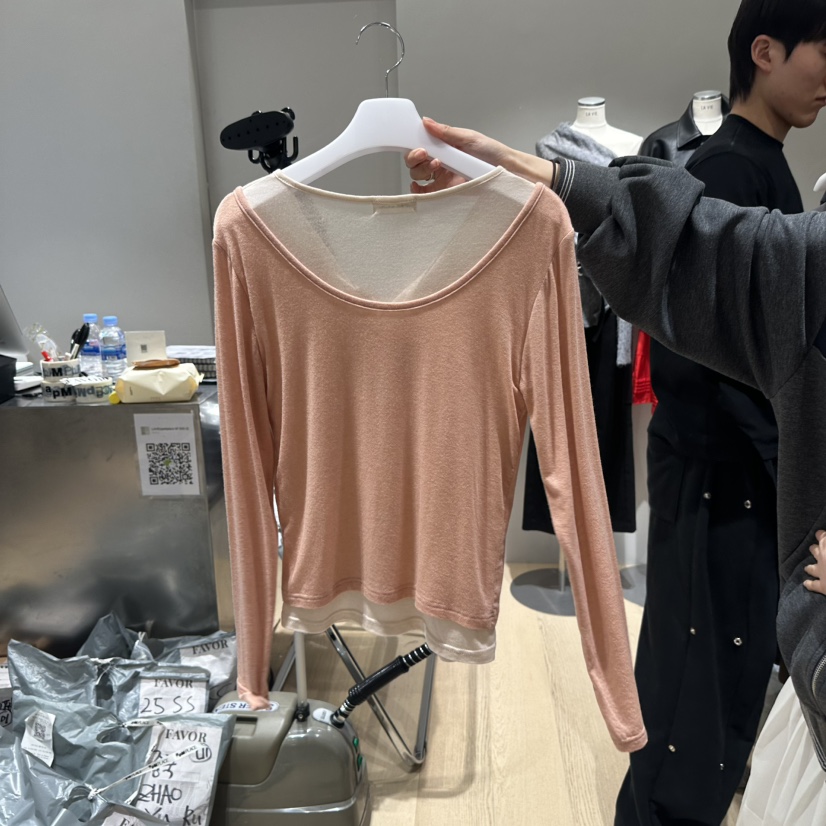 FAVOR-P東大門㊣實拍女裝新品人氣時尚25秋冬長袖T恤假兩件FAVOR-P長袖T恤