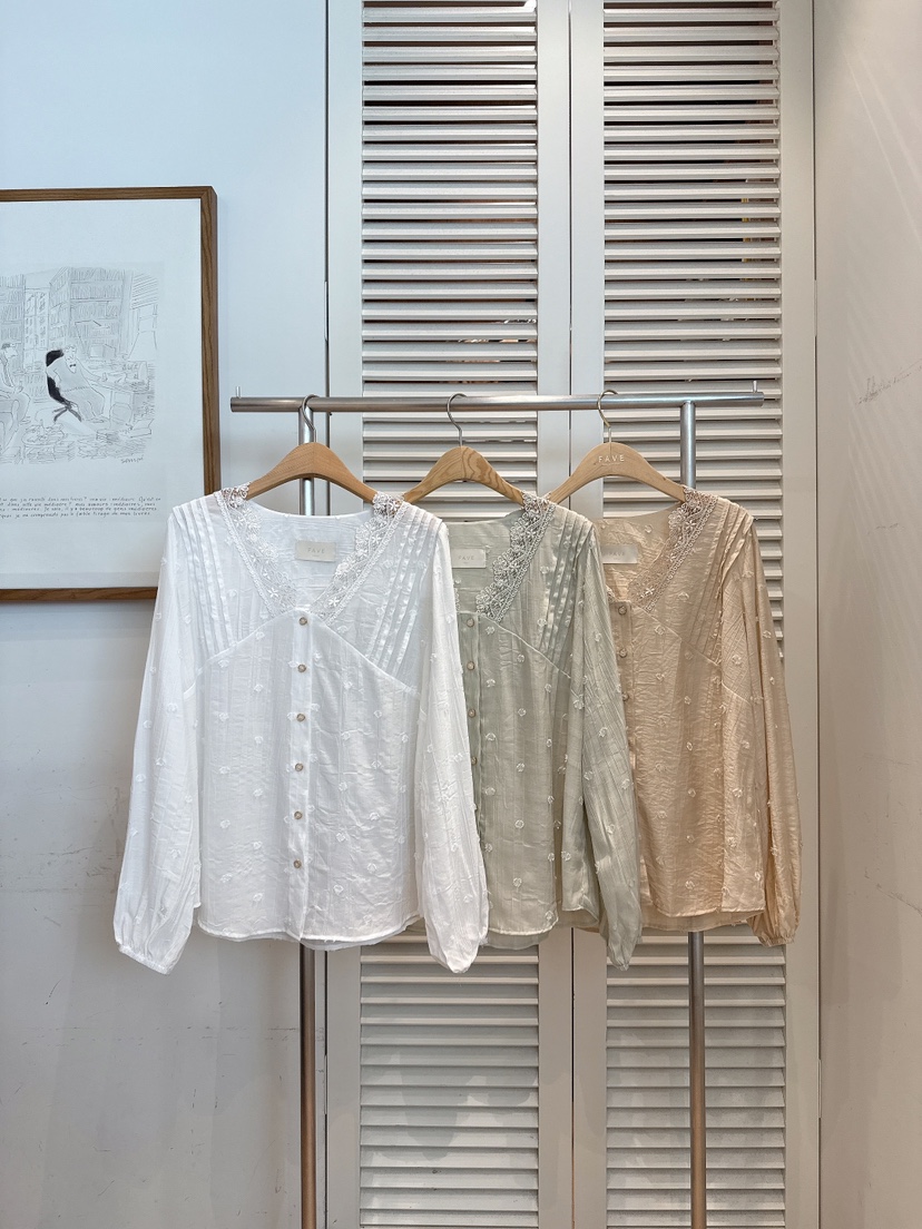 FAVE-L東大門㊣代購女士新品休閑人氣25秋冬推薦襯衫蕾絲衫FAVE-L襯衫/蕾絲衫