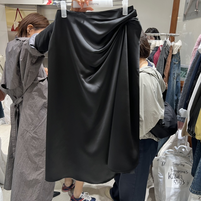 TEMPTING東大門㊣實拍女士新款時尚人氣職業半身裙中短裙褶皺TEMPTING半身裙/中短裙圖色1
