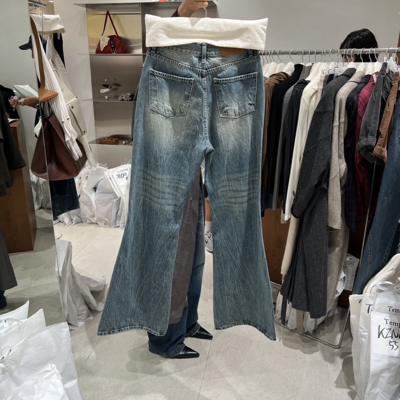 TEMPTING東大門㊣實拍女裝新款真品25秋冬熱賣牛仔褲喇叭寬松TEMPTING牛仔褲
