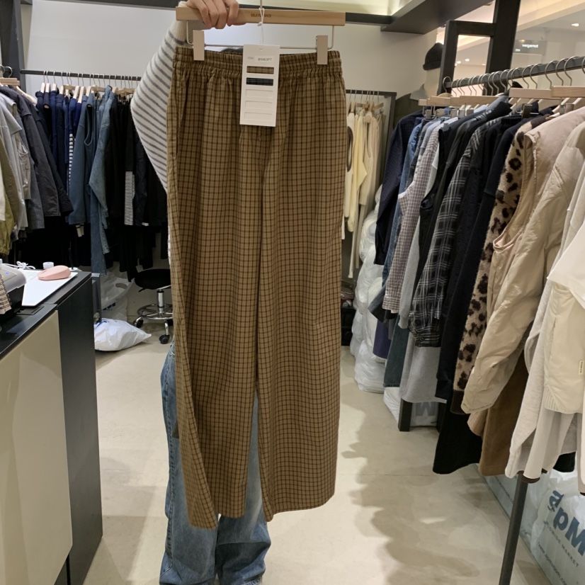 SELF SERVICE東大門㊣實拍女裝新品推薦25秋冬職業休閑褲格紋SELF SERVICE休閑褲