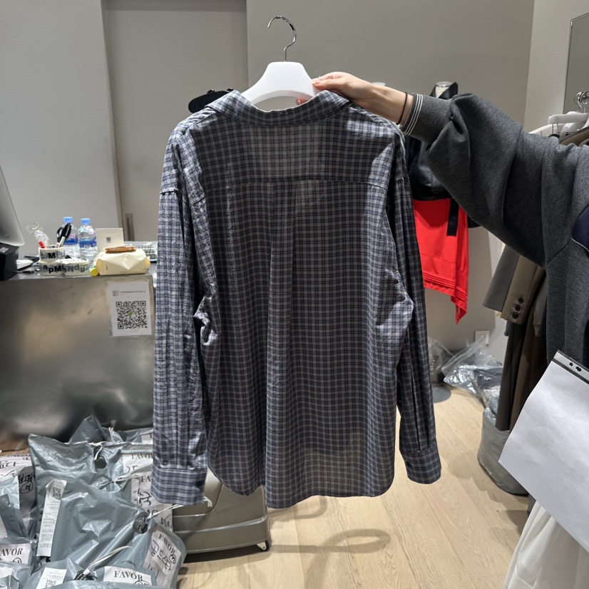 FAVOR-P韓國直郵㊣女士新品真品職業休閑25秋冬襯衫蕾絲衫格紋FAVOR-P襯衫/蕾絲衫