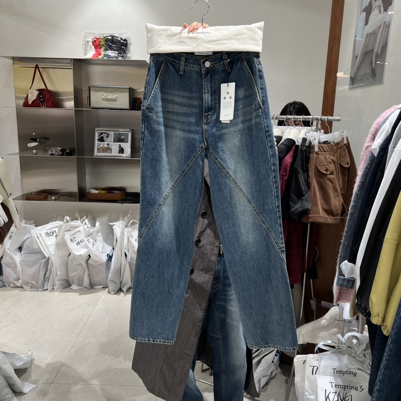 TEMPTING東大門㊣代購女裝新品真品25秋冬休閑推薦時尚牛仔褲TEMPTING牛仔褲圖色1