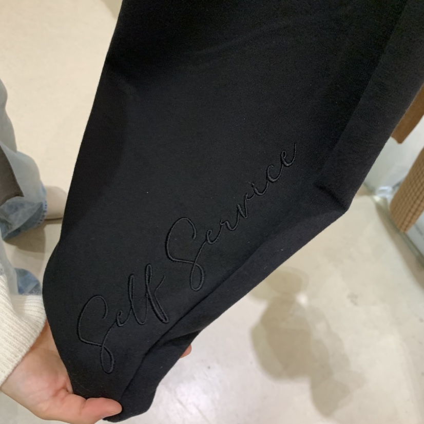 SELF SERVICE韓國代購㊣女裝新款熱賣職業時尚休閑褲刺繡棉質SELF SERVICE休閑褲