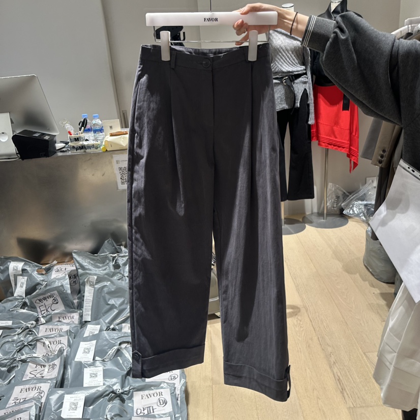 FAVOR-P韓國代購㊣女裝新款休閑真品熱賣職業人氣25秋冬休閑褲FAVOR-P休閑褲圖色2墨色