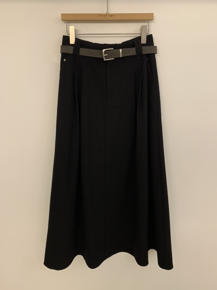 UNDER KEY東大門㊣代購女士新品25秋冬真品推薦長裙含腰帶UNDER KEY長裙圖色3黑色
