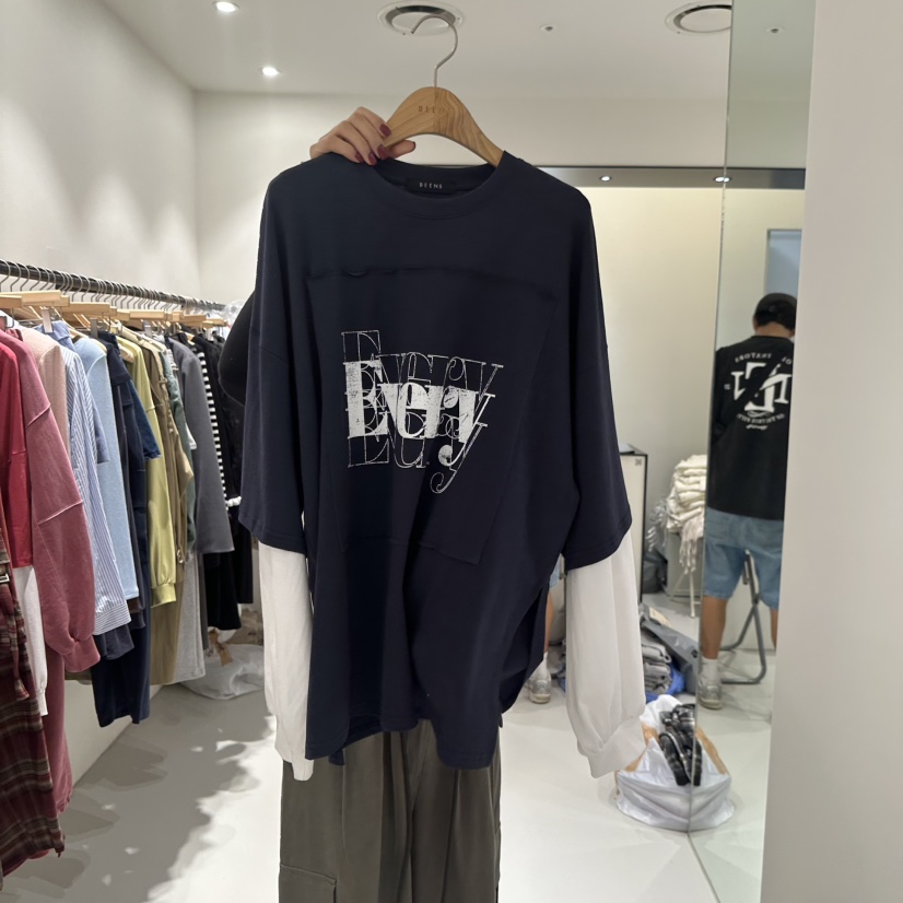 BEENS韓國直郵㊣女裝新品時尚職業推薦人氣休閑長袖T恤假兩件BEENS長袖T恤圖色3