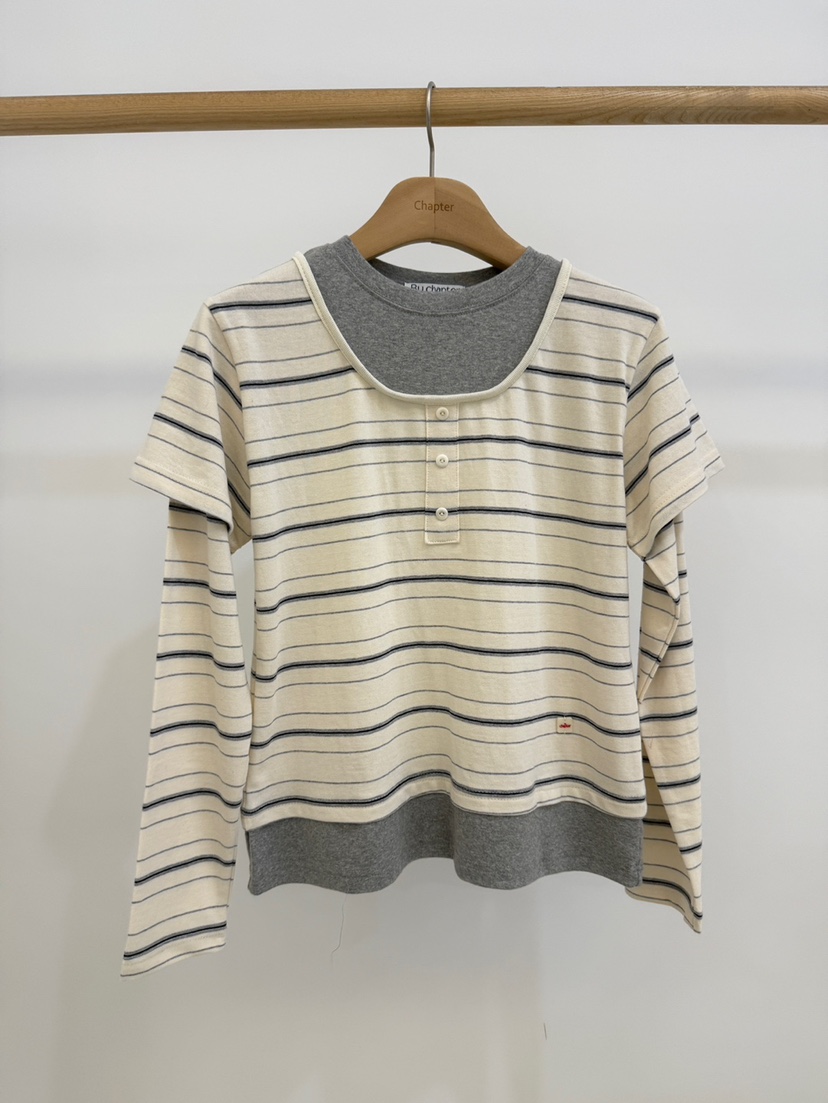 BY CHAPTER東大門㊣實拍女士新品時尚真品職業長袖T恤假兩件BY Chapter長袖T恤圖色1