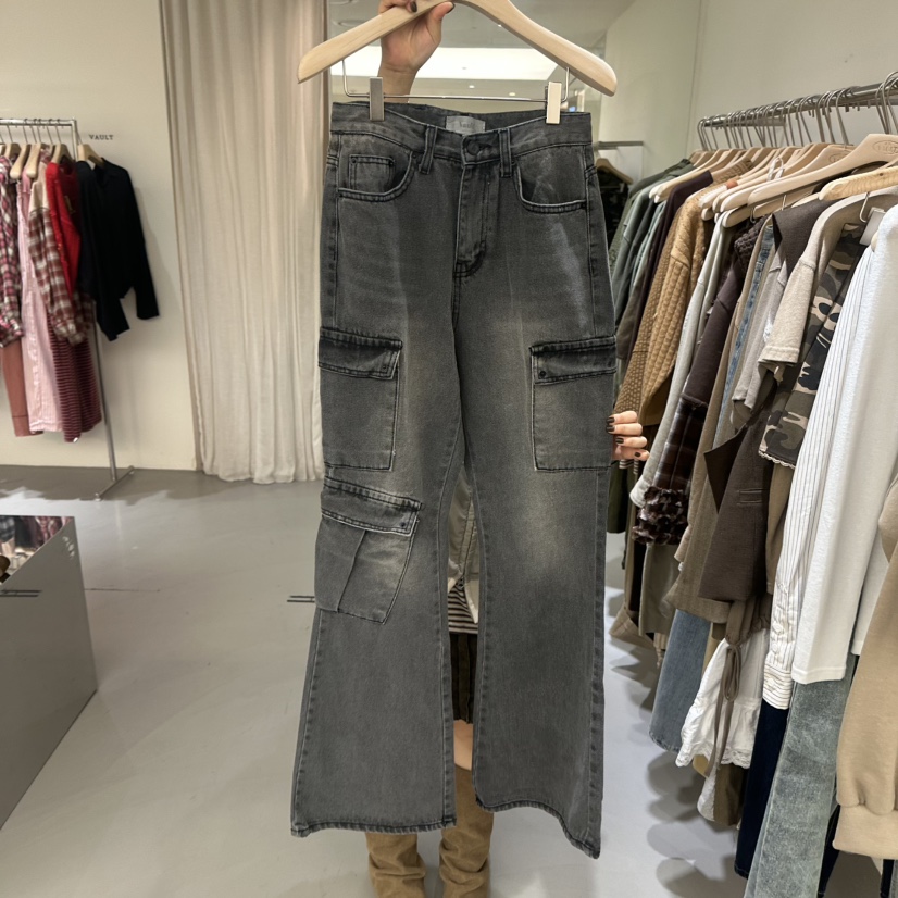 VAULT東大門㊣代購女裝新品25秋冬時尚人氣休閑熱賣牛仔褲工裝VAULT牛仔褲圖色1