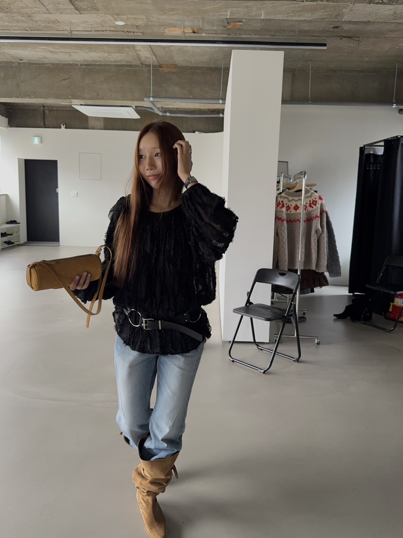 MADE-P韓國直郵㊣女士新款時尚推薦人氣熱賣25秋冬襯衫蕾絲衫MADE-P襯衫/蕾絲衫