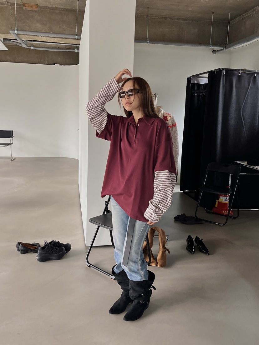 MADE-P東大門㊣代購女士新品推薦休閑時尚25秋冬職業長袖T恤MADE-P長袖T恤