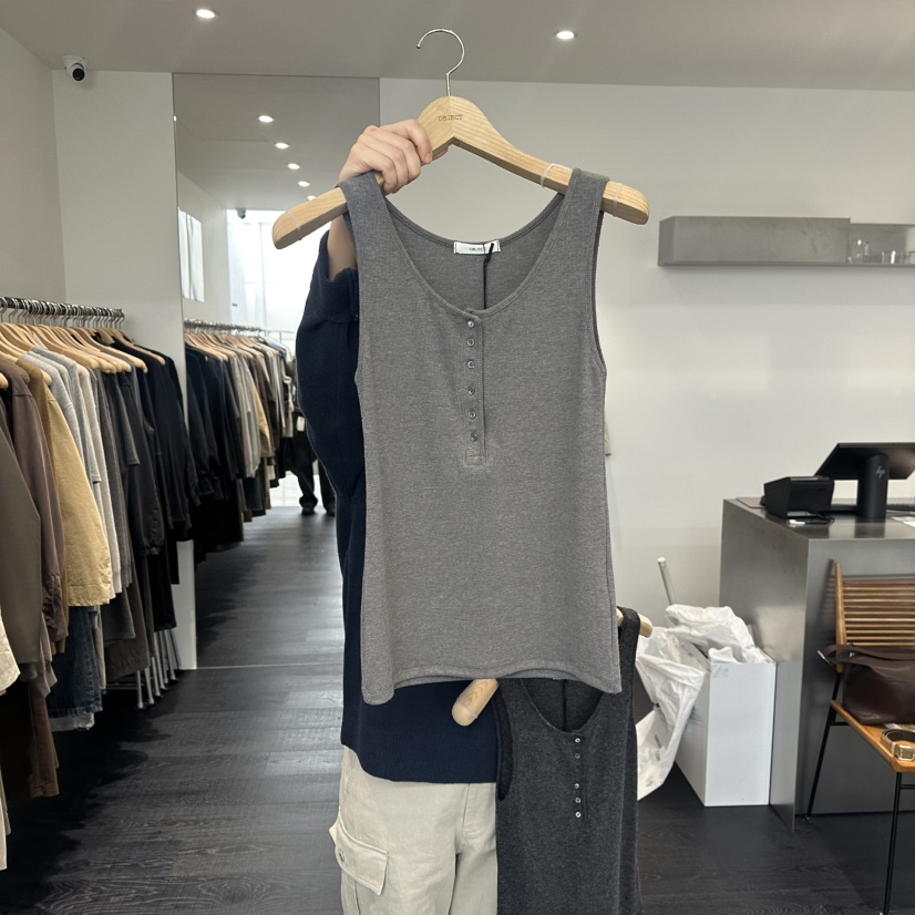 OBJECT東大門㊣實拍女裝新品人氣熱賣職業真品吊帶背心紐扣OBJECT吊帶/背心圖色2