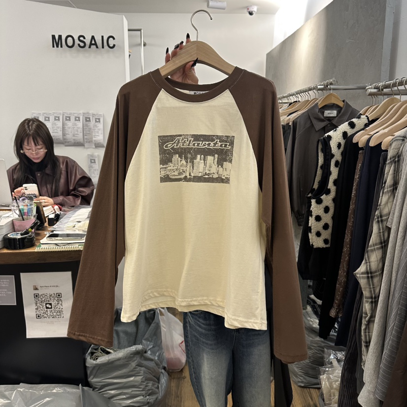 MOSAIC韓國代購㊣女士新品推薦時尚休閑熱賣25秋冬職業長袖T恤MOSAIC長袖T恤圖色1