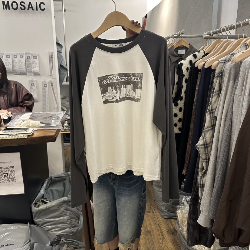 MOSAIC韓國代購㊣女士新品推薦時尚休閑熱賣25秋冬職業長袖T恤MOSAIC長袖T恤圖色2