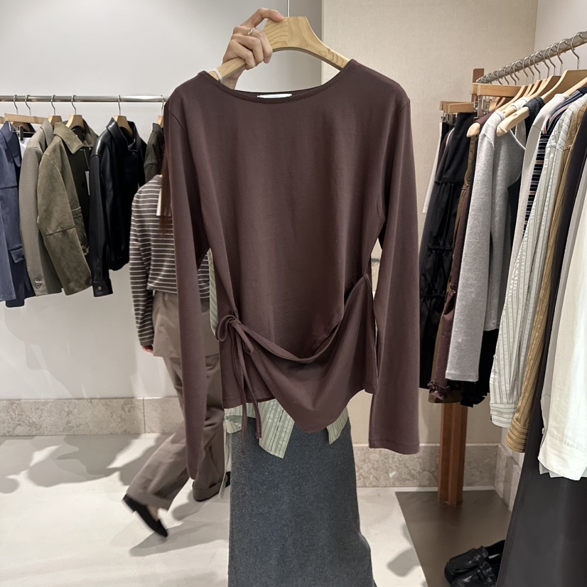 ANDMORE BUTTON東大門㊣代購女裝新款休閑熱賣25秋冬長袖T恤ANDMORE BUTTON長袖T恤圖色2