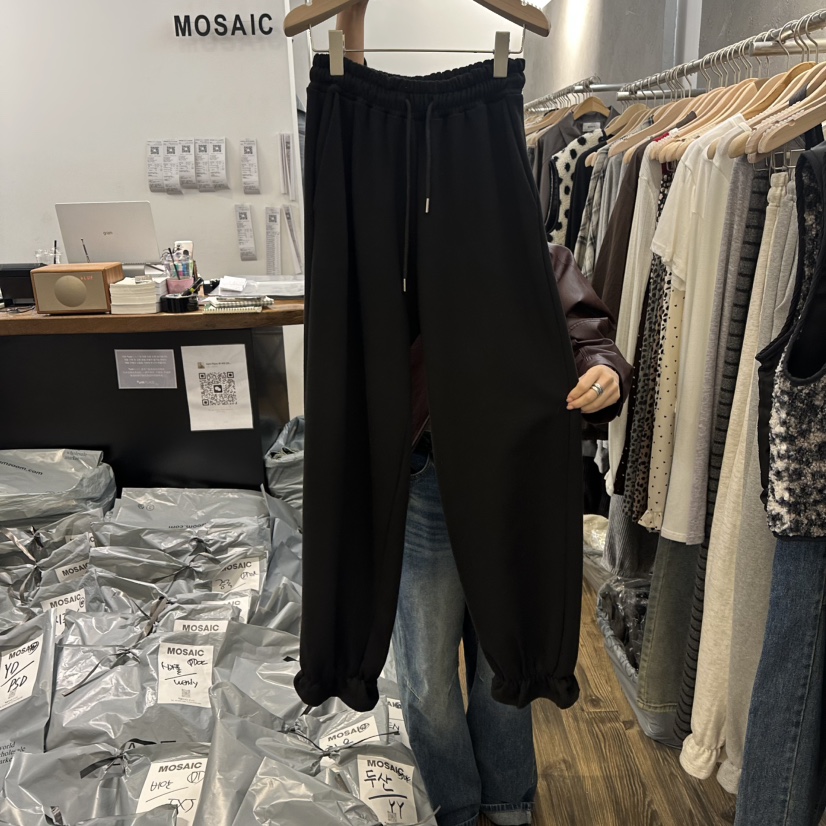 MOSAIC東大門㊣代購女士新款時尚推薦熱賣職業休閑褲荷葉邊MOSAIC休閑褲圖色4黑色