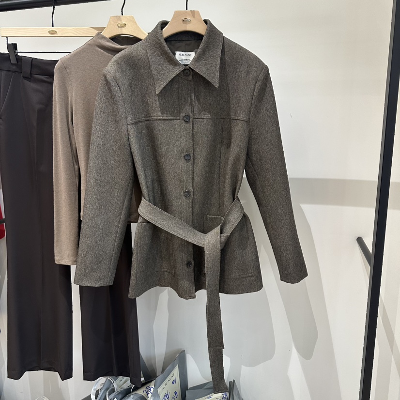 aube nunt東大門㊣實拍女裝新品時尚推薦職業25秋冬夾克含腰帶aube nunt夾克圖色2