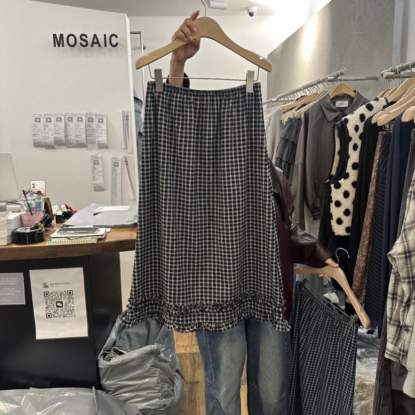 MOSAIC東大門㊣直郵女士新款人氣推薦熱賣真品時尚長裙格紋MOSAIC長裙圖色2黑色