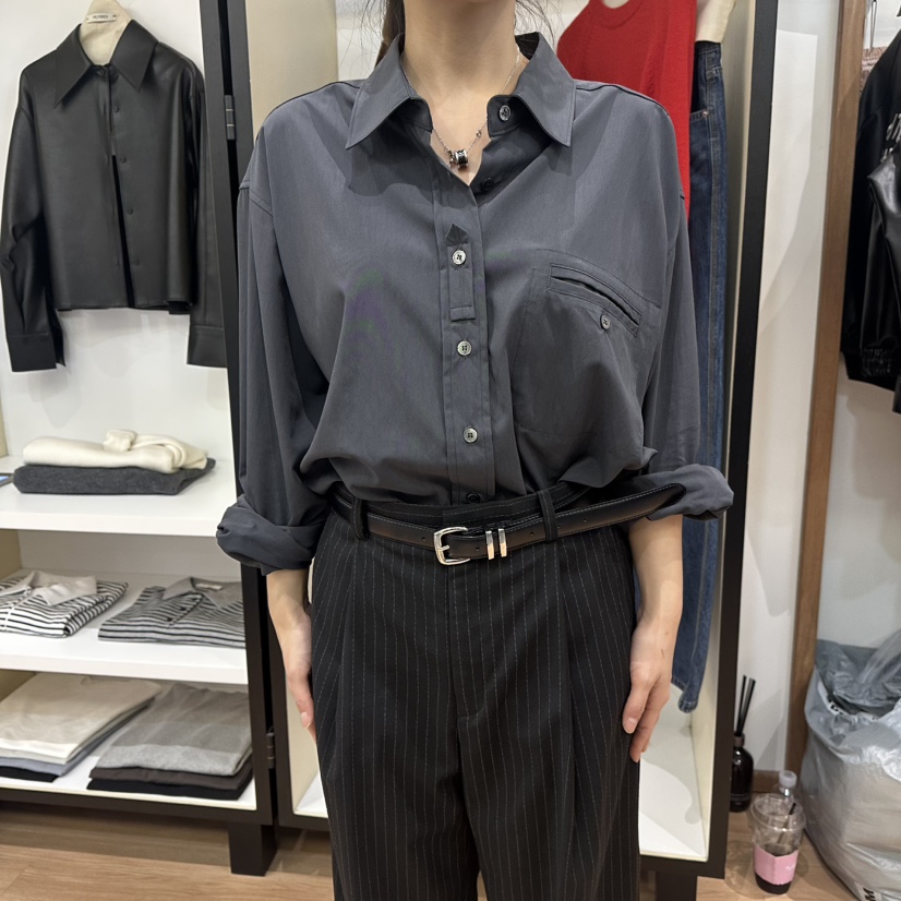 MUYBIEN東大門㊣代購女士新款人氣推薦職業時尚襯衫蕾絲衫口袋MUYBIEN襯衫/蕾絲衫圖色3