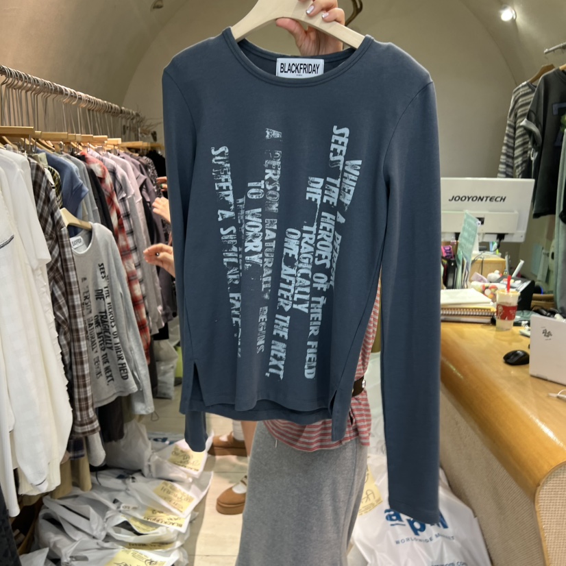 BLACKFRIDAY韓國代購㊣女裝新款推薦真品熱賣時尚人氣長袖T恤BLACK FRIDAY長袖T恤圖色2