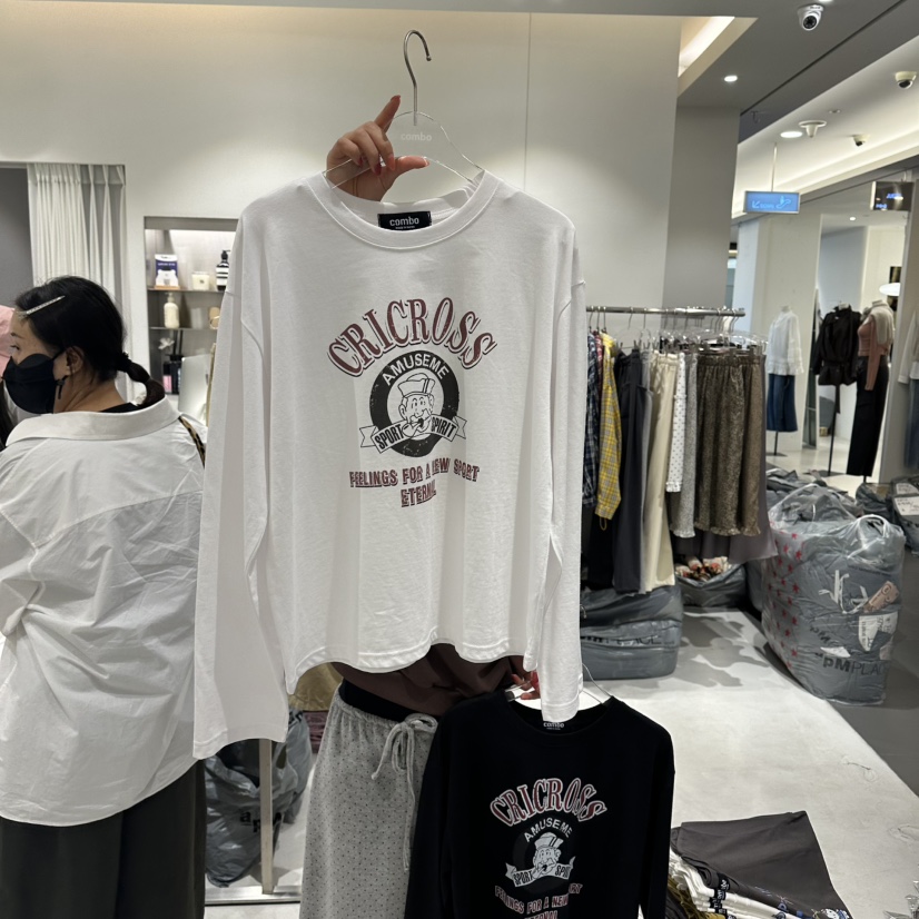 COMBO韓國直郵㊣女士新品休閑人氣真品職業25秋冬時尚長袖T恤COM_BO長袖T恤圖色1