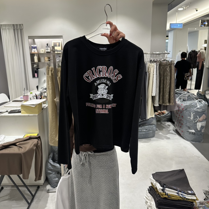 COMBO韓國直郵㊣女士新品休閑人氣真品職業25秋冬時尚長袖T恤COM_BO長袖T恤圖色2