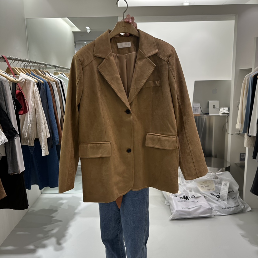 AHOY東大門㊣實拍女士新品真品推薦人氣時尚休閑夾克絨面革AHOY夾克圖色2