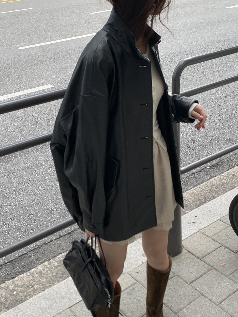 LOGARDEN韓國直郵㊣女士新品熱賣人氣職業25秋冬真品夾克皮革LO GARDEN夾克
