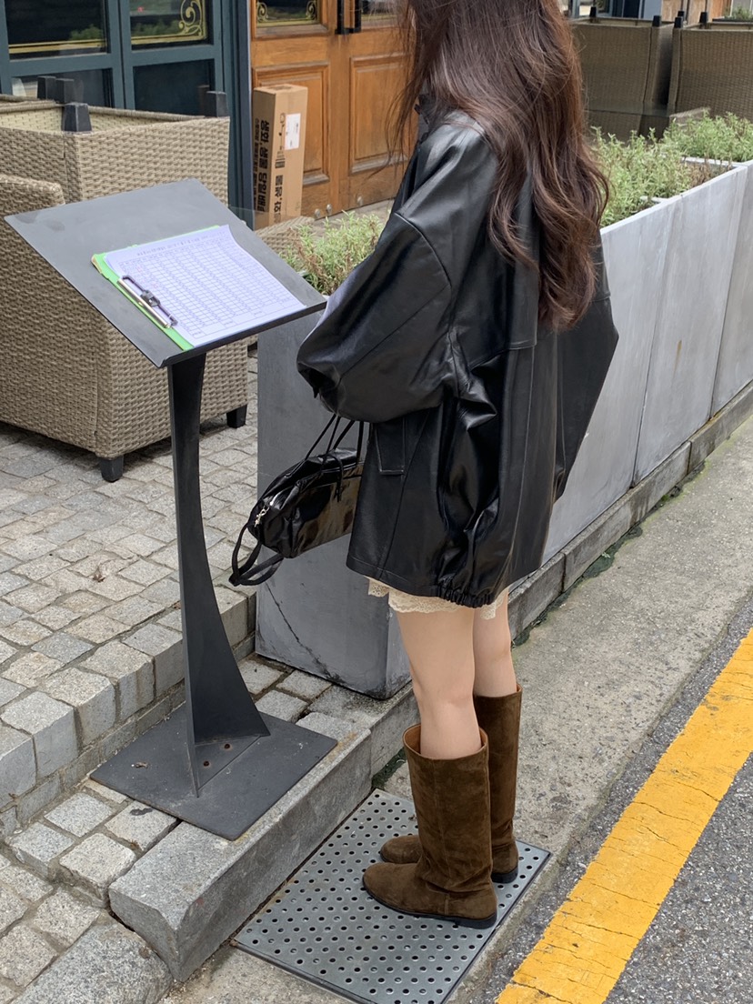 LOGARDEN韓國直郵㊣女士新品熱賣人氣職業25秋冬真品夾克皮革LO GARDEN夾克