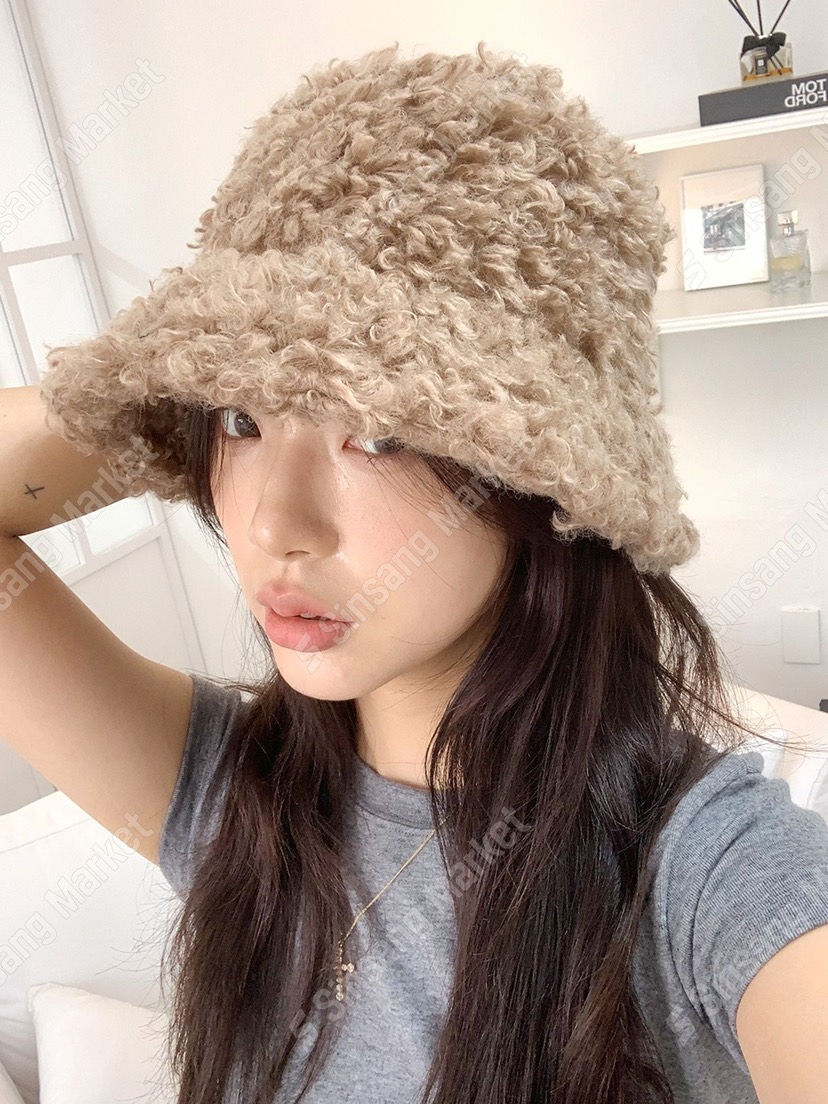 NICEALICE東大門㊣代購女士新款真品熱賣帽子奶油色漁夫帽羊毛NICEALICE帽子圖色2