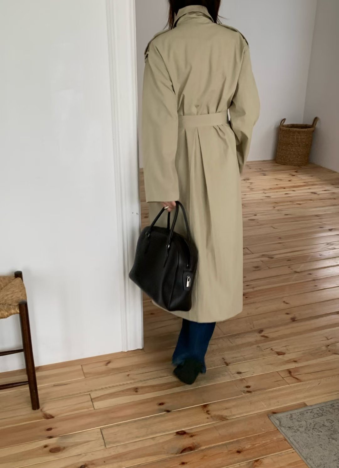 LIBERTY韓國直郵㊣女裝新品時尚25秋冬休閑熱賣長款風衣含腰繩LIBERTY長款風衣